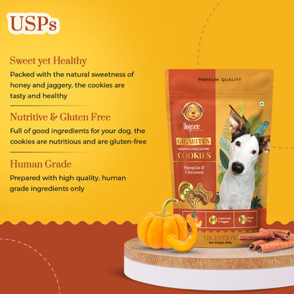 Dogsee Chew Gigabites Pumpkin and Cinnamon Dog Cookie Treats — in use