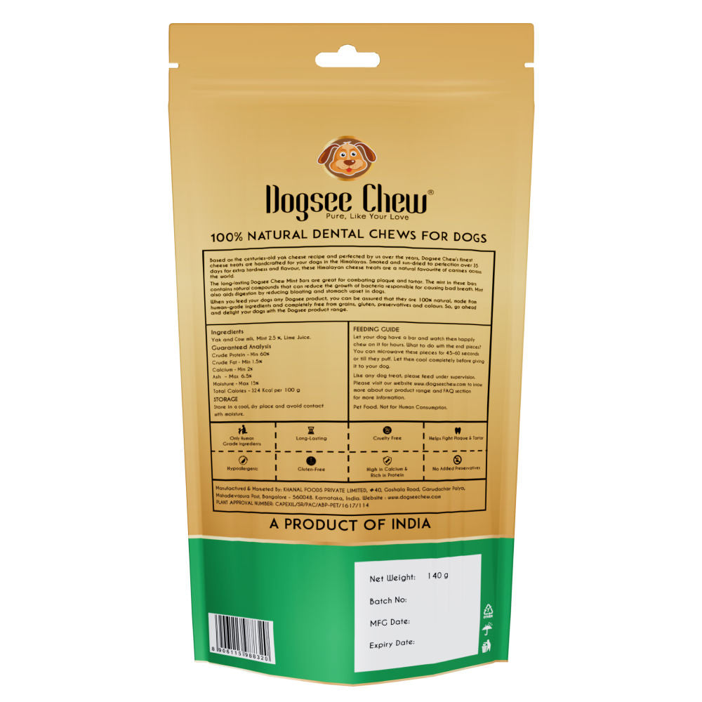 Dogsee Chew Mint Flavour Medium Bars Dog Treats — side view