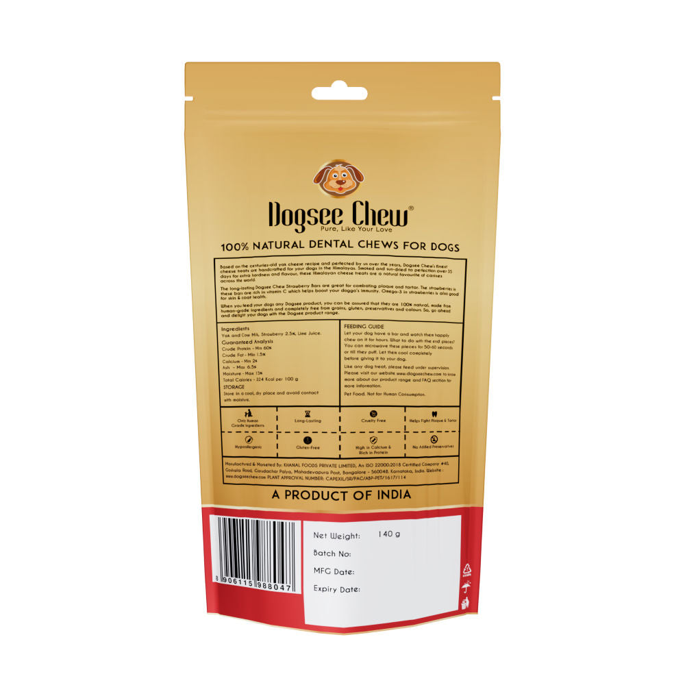 Dogsee Chew Strawberry Flavour Medium Bars Dog Treats — side view