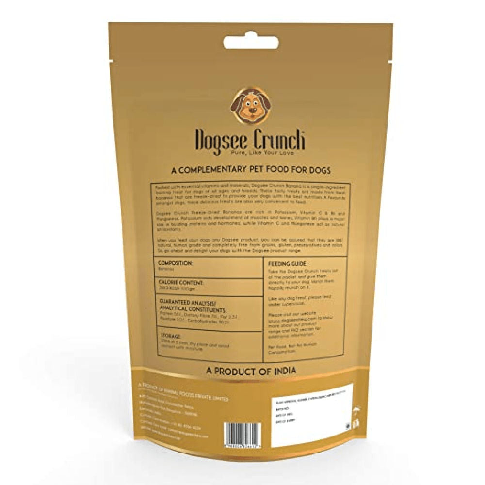 Dogsee Crunch Freeze Dried Banana Dog Treats — back view