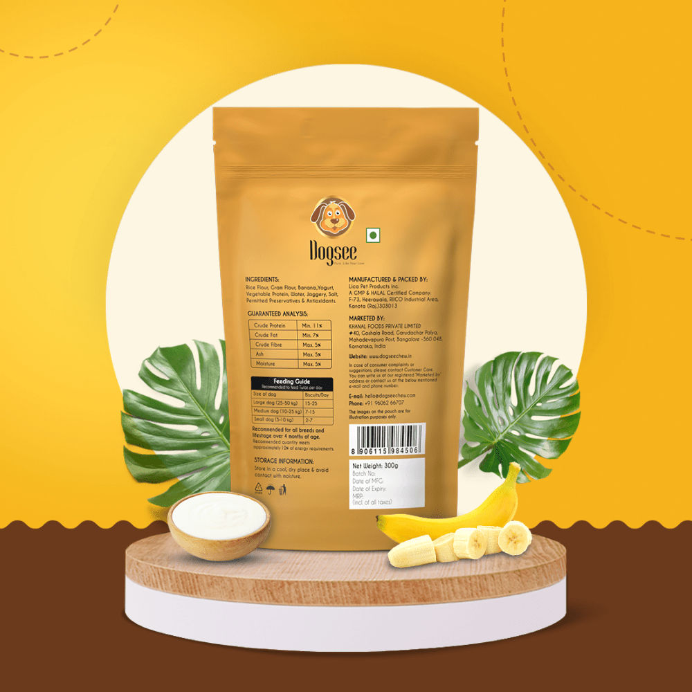 Dogsee Gigabites Banana Yogurt Dog Cookie Treats — in use