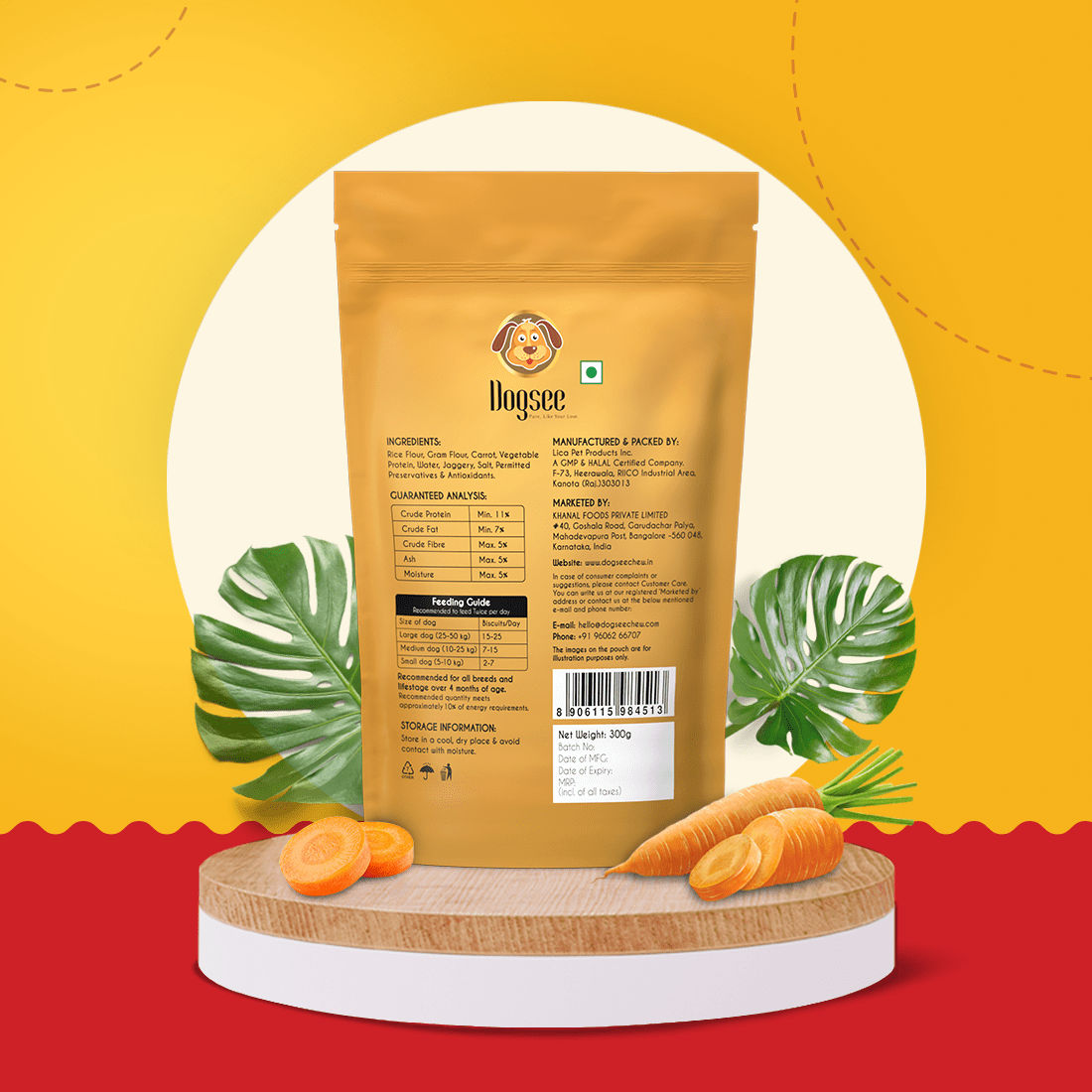 Dogsee Gigabites Carrot Flavoured Cookie Dog Treats — back view