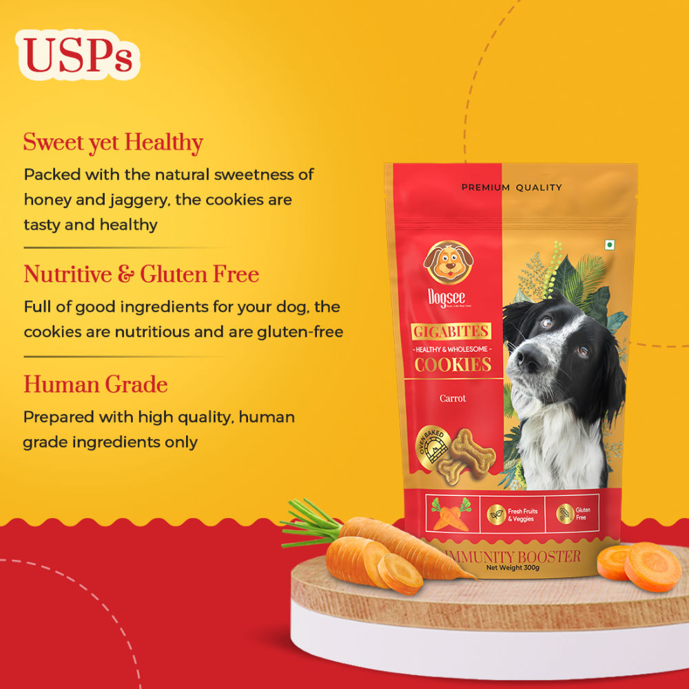 Dogsee Gigabites Carrot Flavoured Cookie Dog Treats — in use