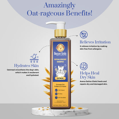 Dogsee Veda Hypoallergenic Oatmeal Shampoo for Dogs — in use