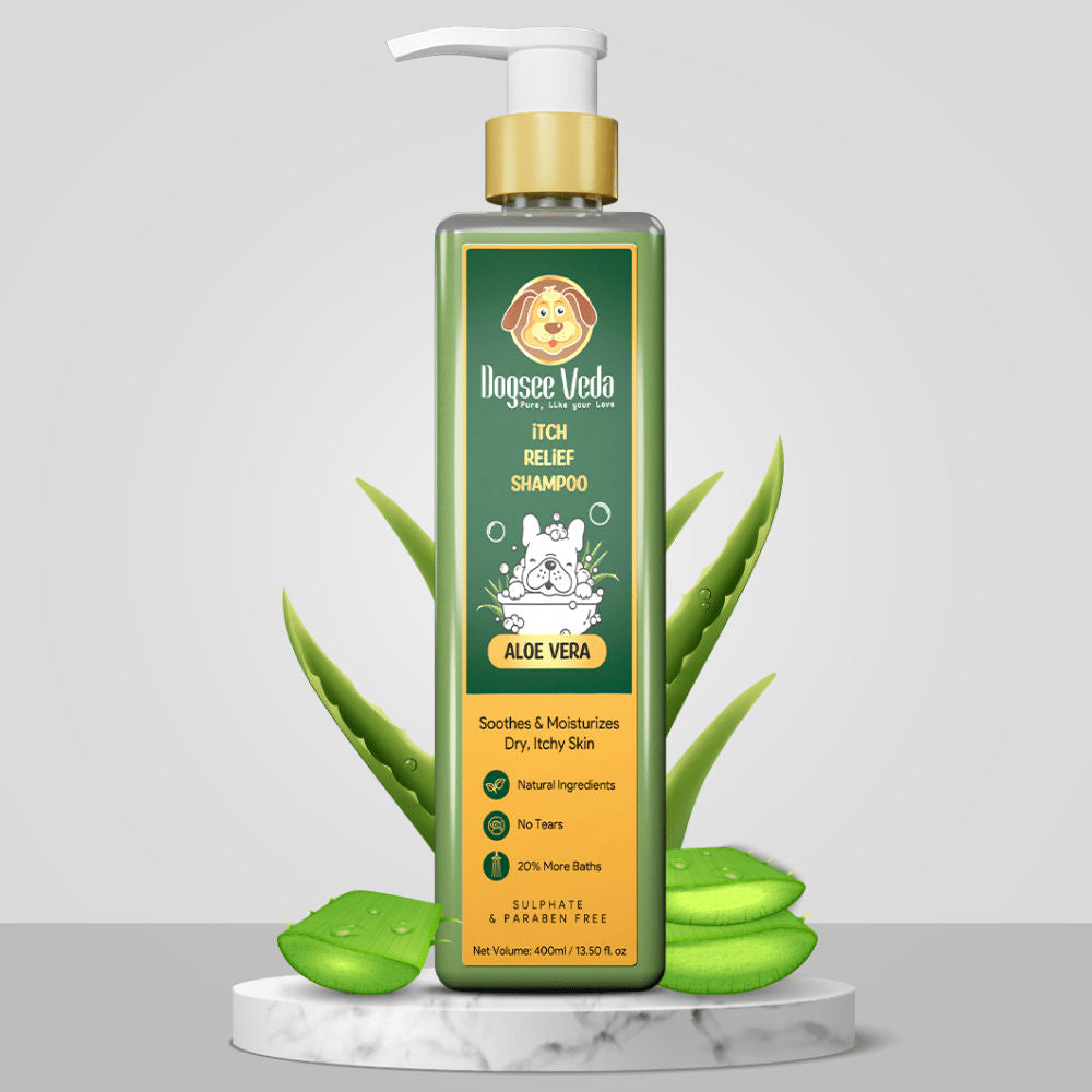 Dogsee Veda ITCH RELIEF Aloe Vera Shampoo for Dogs — detail shot