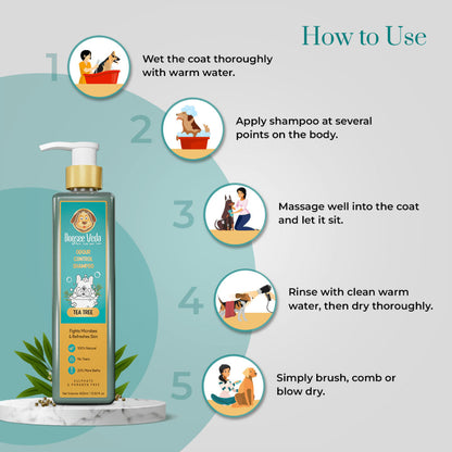 Dogsee Veda Odour Control Tea Tree Shampoo for Dogs — in use