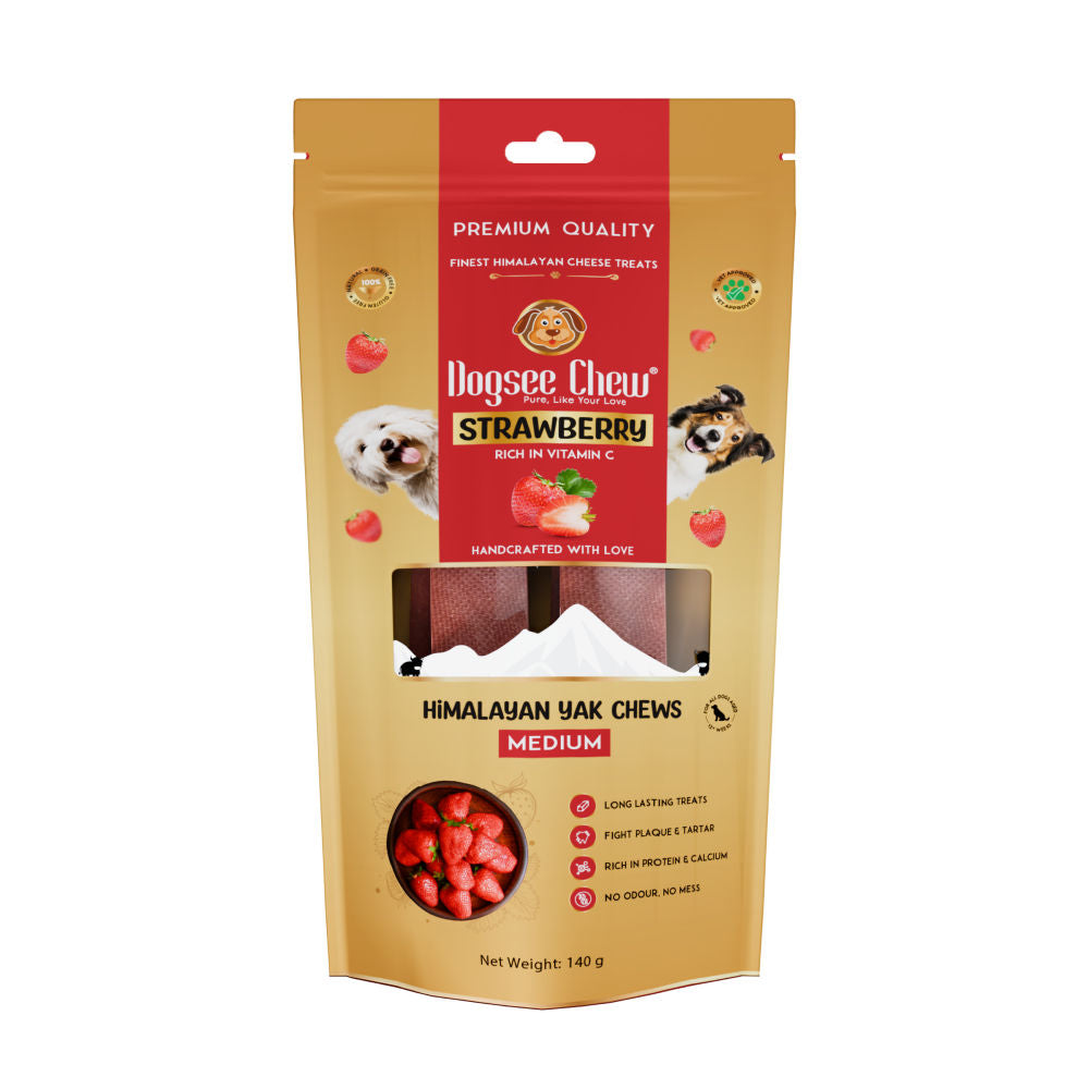 Dogsee Chew Strawberry Flavour Medium Bars Dog Treats — detail shot