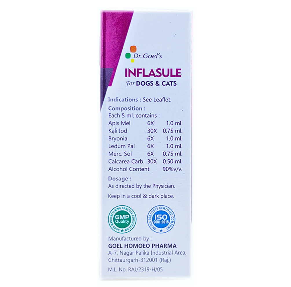 Dr Goel's Inflasule for Dogs and Cats — back view