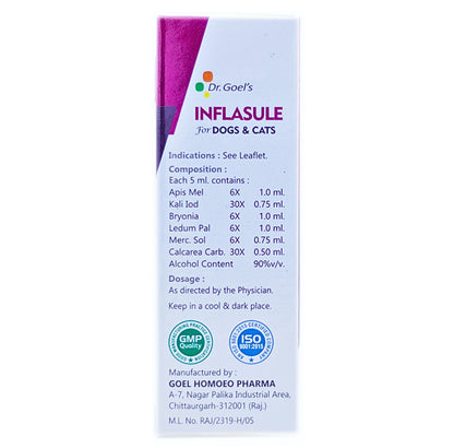 Dr Goel's Inflasule for Dogs and Cats — back view