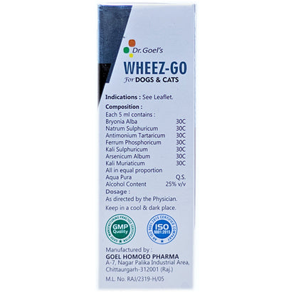 Dr Goel's Wheez Go Respiratory care for Dogs and Cats — back view