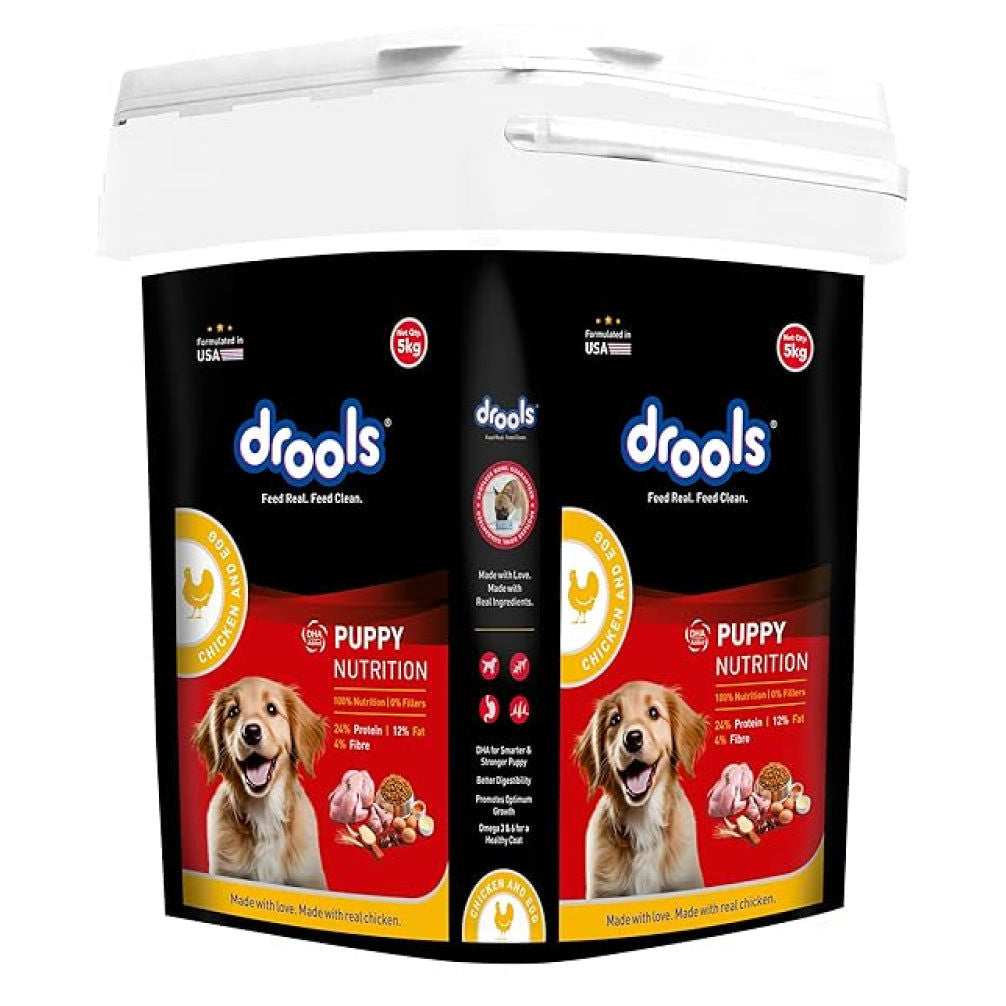 drools-chicken-and-egg-puppy-dog-food 5kg (Free Container)