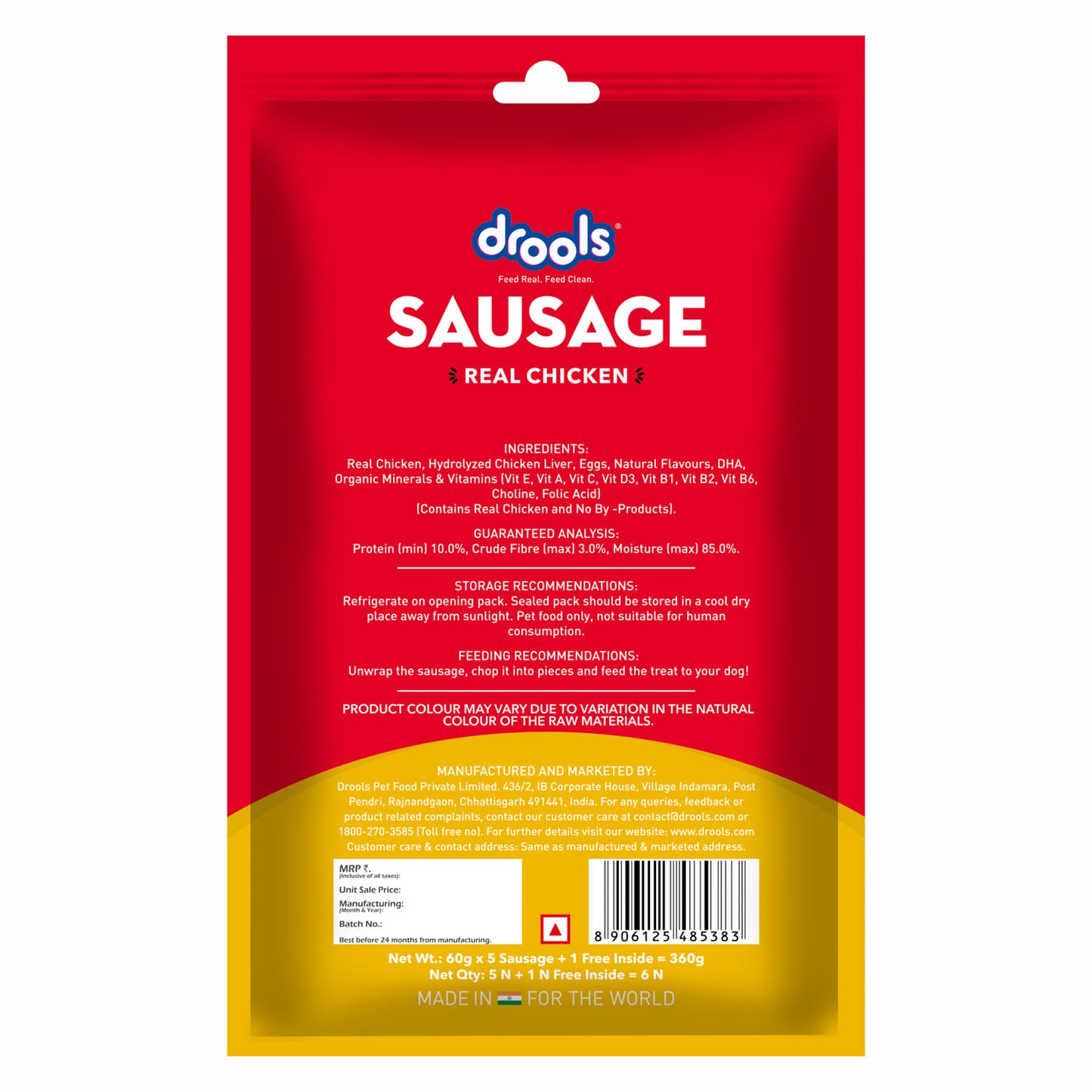 Drools 100% Real Chicken Sausage Treat for Dogs — detail shot