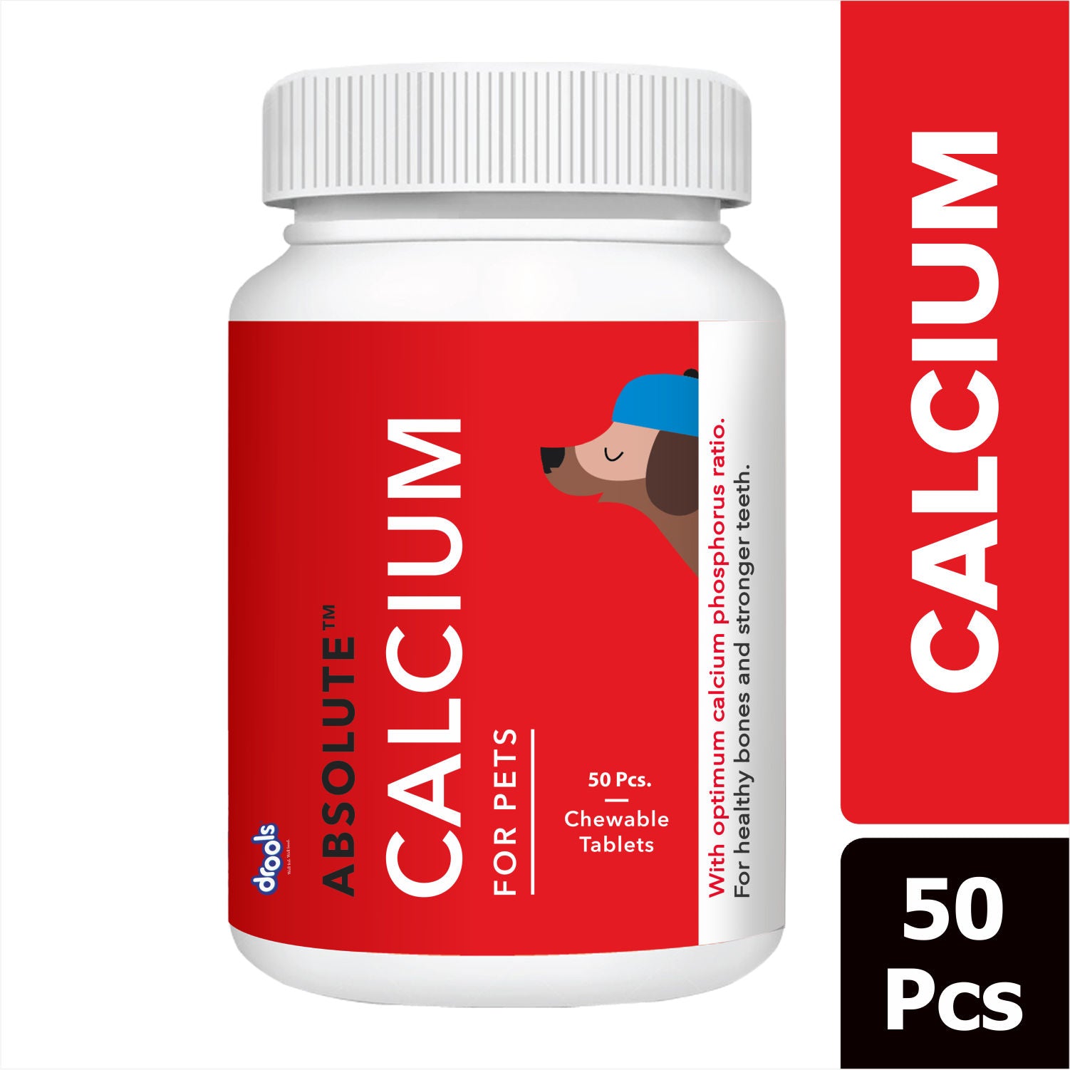Drools Absolute Calcium Dog Supplement Tablets — side view