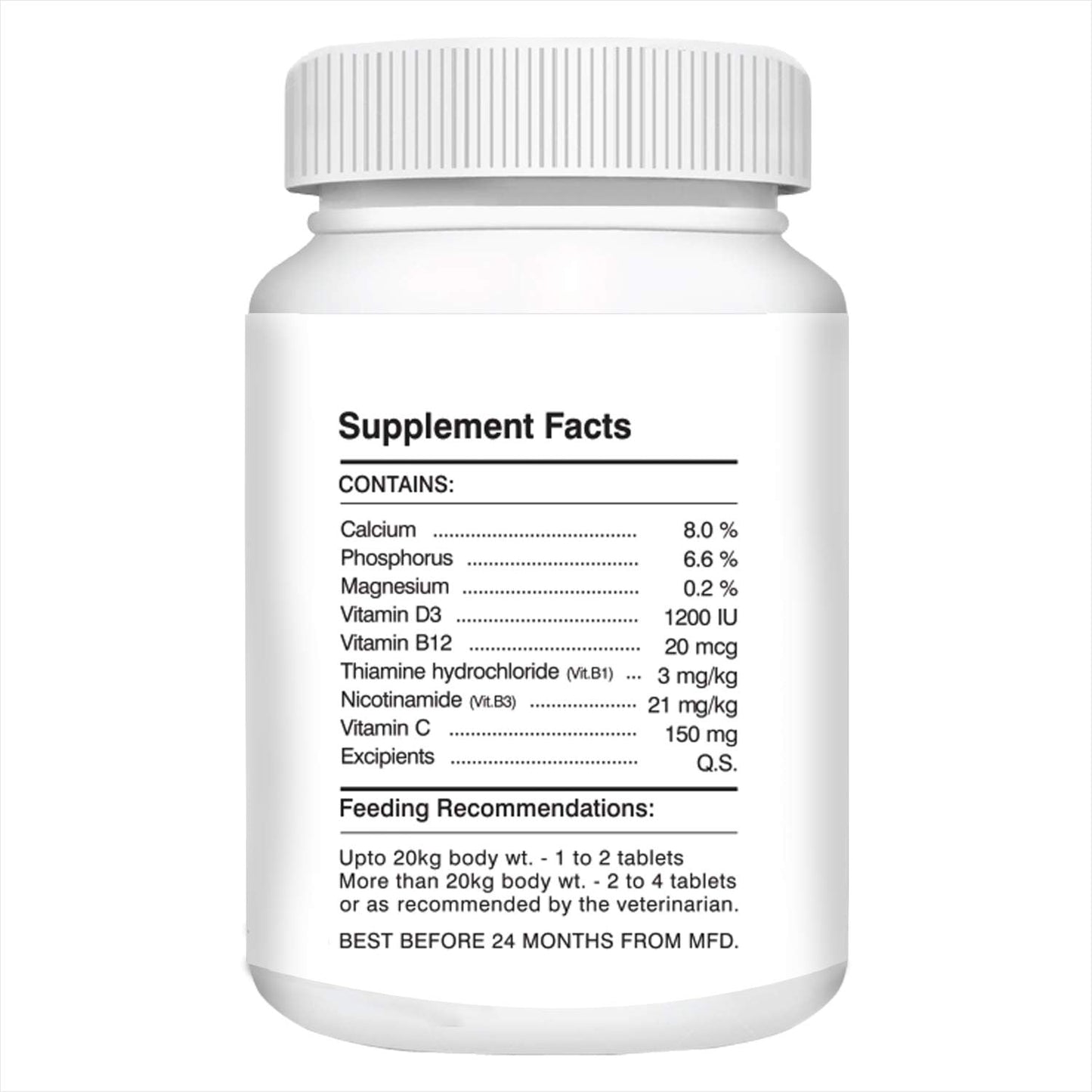 Drools Absolute Calcium Dog Supplement Tablets — back view
