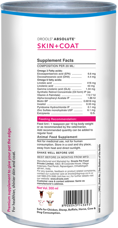 Drools Absolute Skin & Coat Syrup Supplement for Dogs — in use