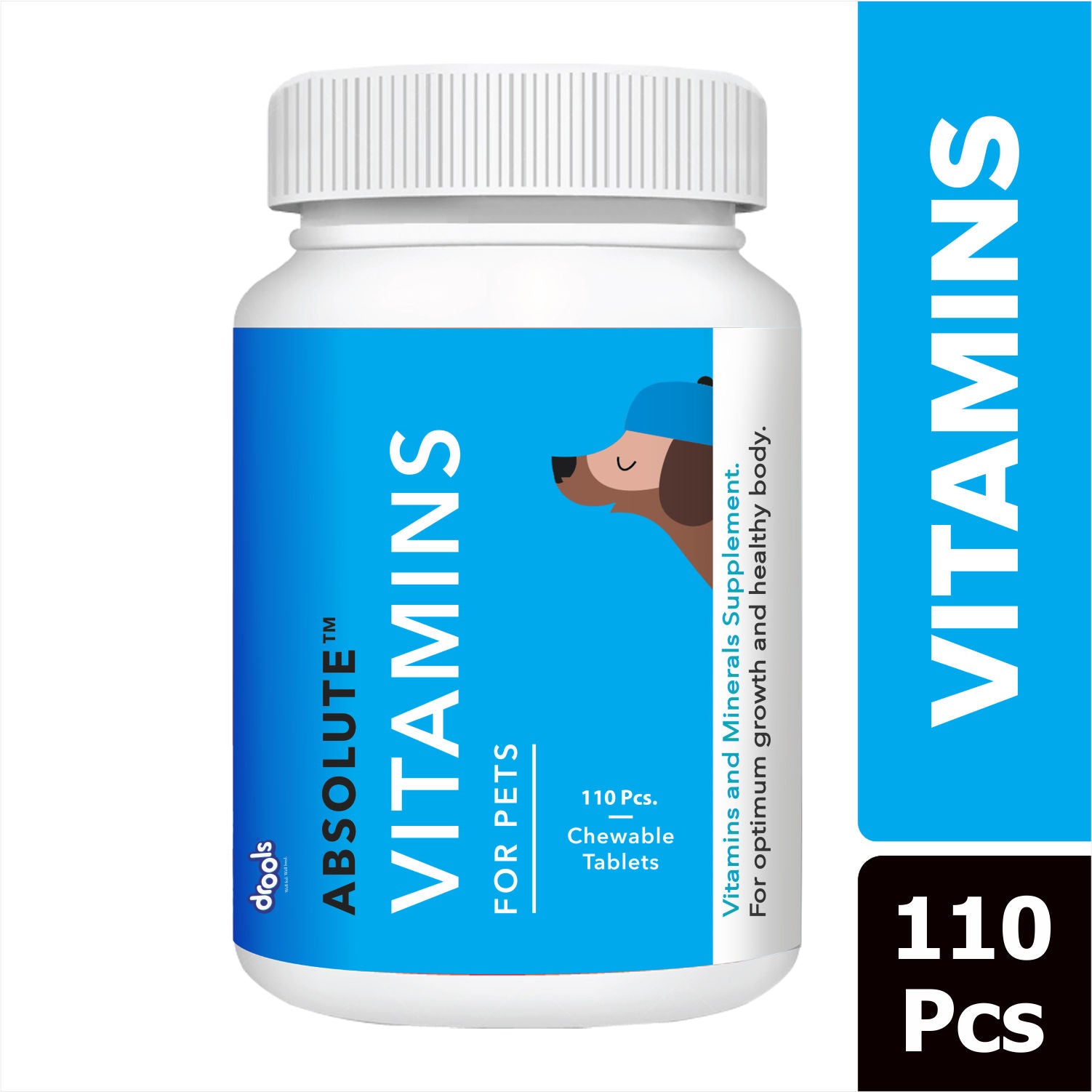 Drools Absolute Vitamin Supplement Tablets for Dogs — side view