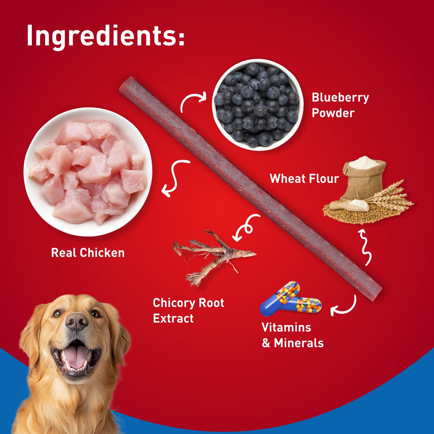 Drools Blueberry Flavour Chicken Sticks Treat for Dogs — in use