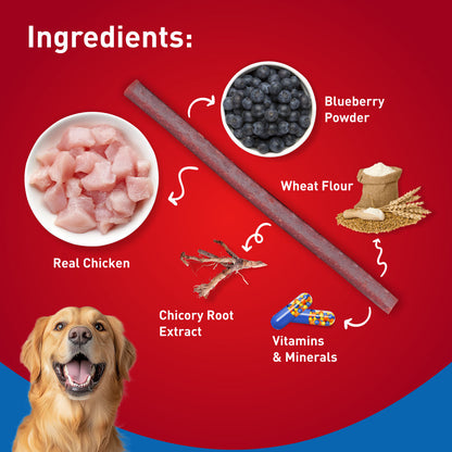 Drools Blueberry Flavour Chicken Sticks Treat for Dogs — in use