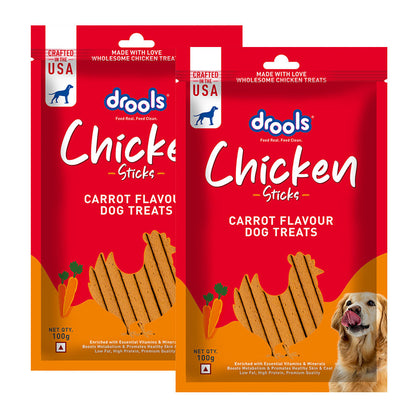 Drools Carrot Flavour Chicken Sticks Treat for Dogs — side view