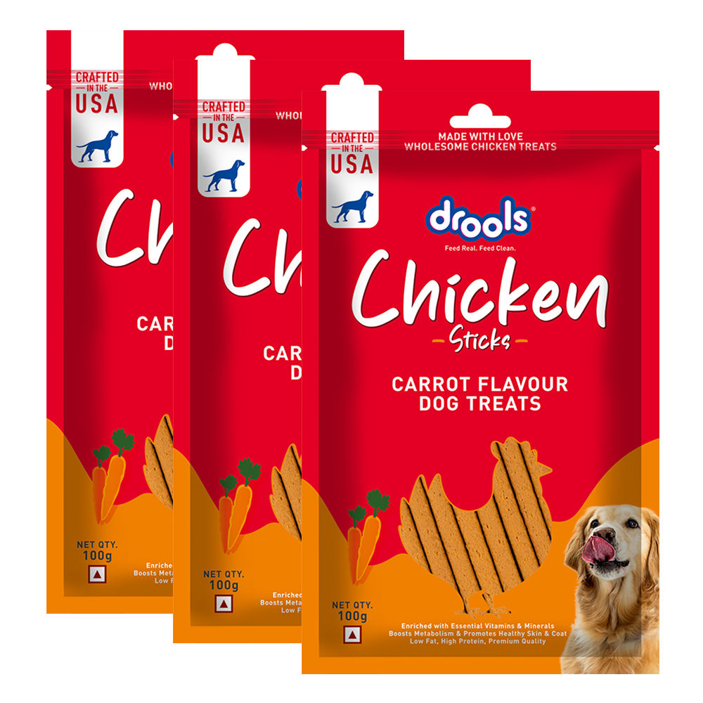 Drools Carrot Flavour Chicken Sticks Treat for Dogs — back view