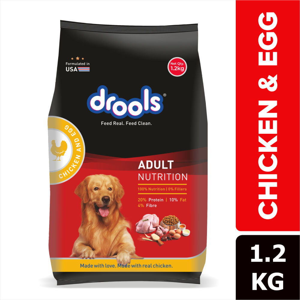 Drools Chicken and Egg Adult Dog Dry Food — in use