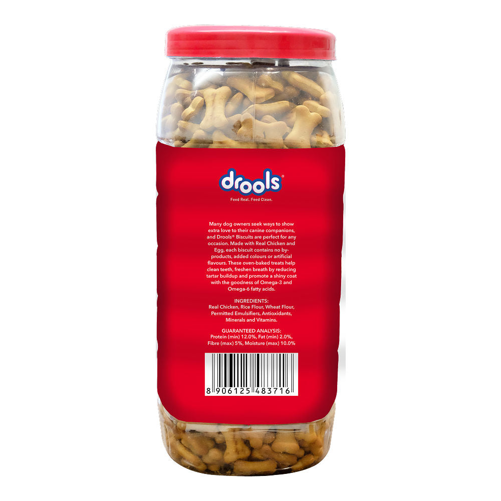 Drools Chicken and Egg Biscuit Dog Treats — back view