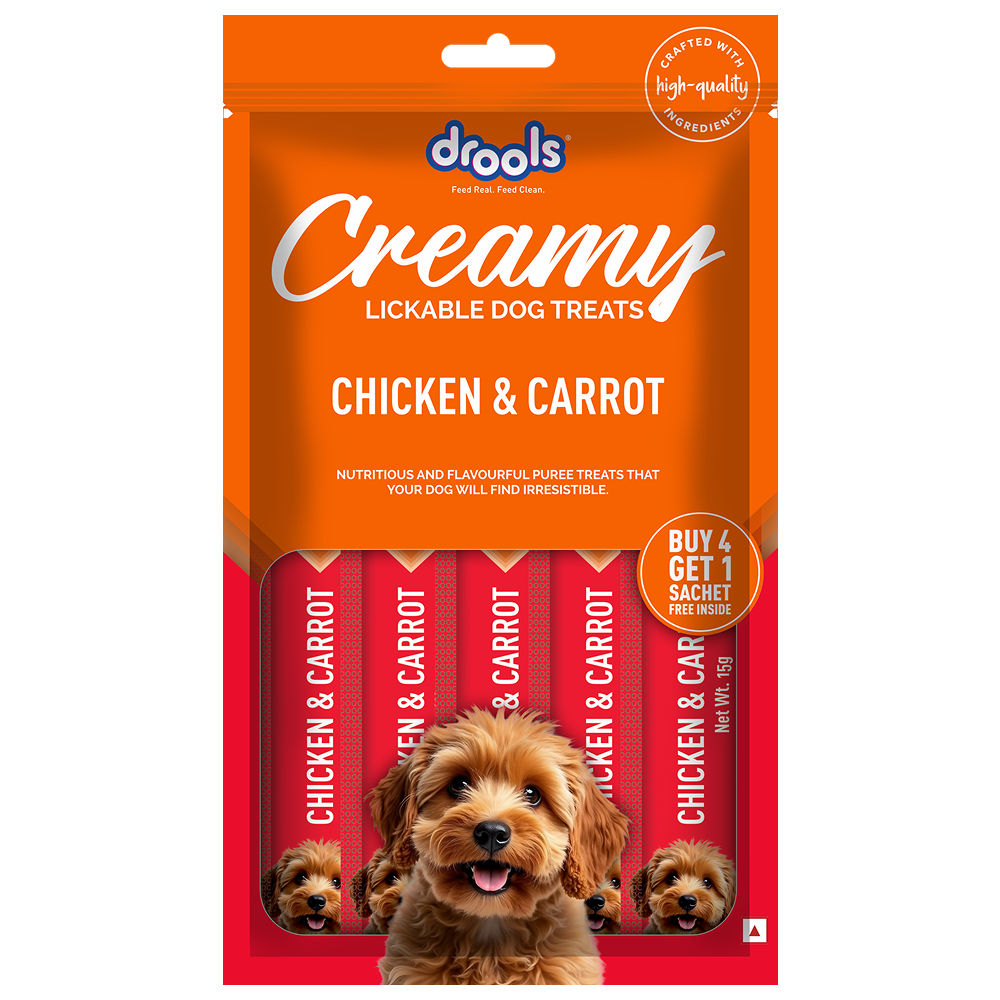 Drools Chicken & Carrot Creamy Dog Treats — side view