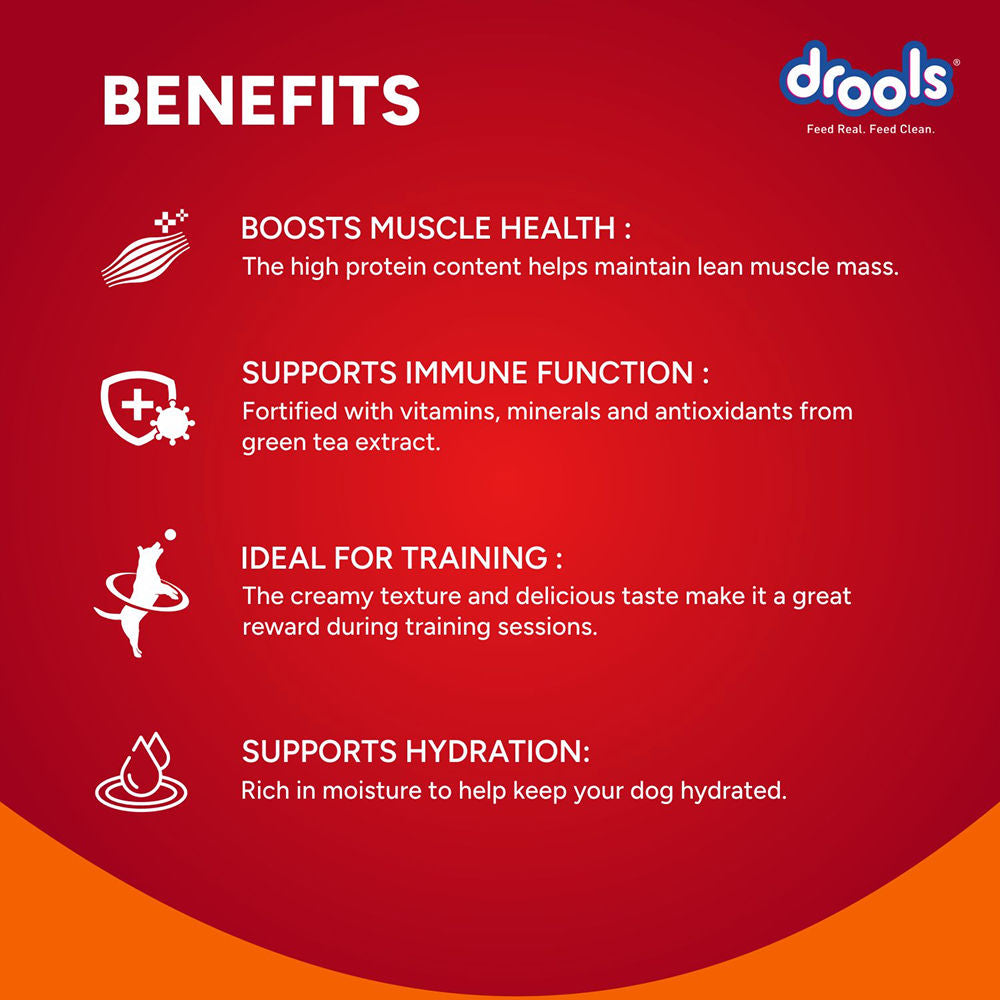 Drools Chicken & Carrot Creamy Dog Treats — in use