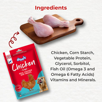 Drools Chicken Chips Dog Treats — in use