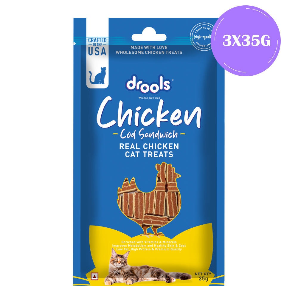 Drools Chicken Cod Sandwich Cat Treats — back view