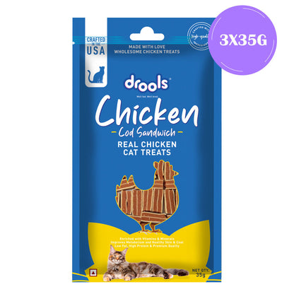 Drools Chicken Cod Sandwich Cat Treats — back view