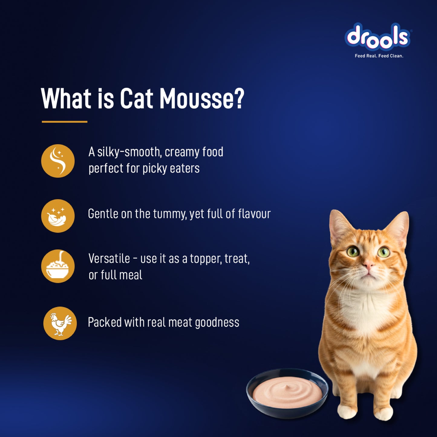 Drools Chicken Mousse Adult Cat Wet Food — in use