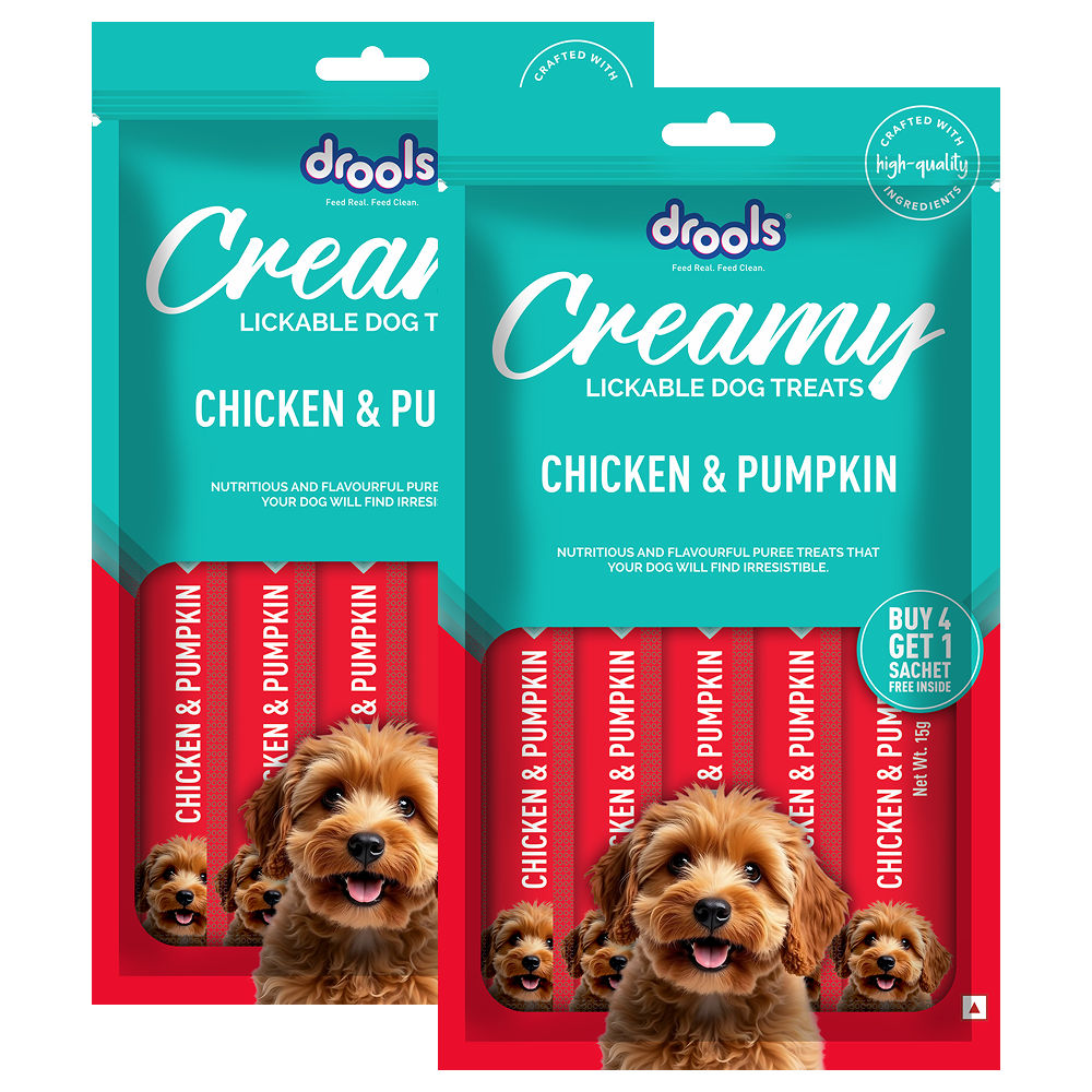 Drools Chicken & Pumpkin Creamy Dog Treats — back view