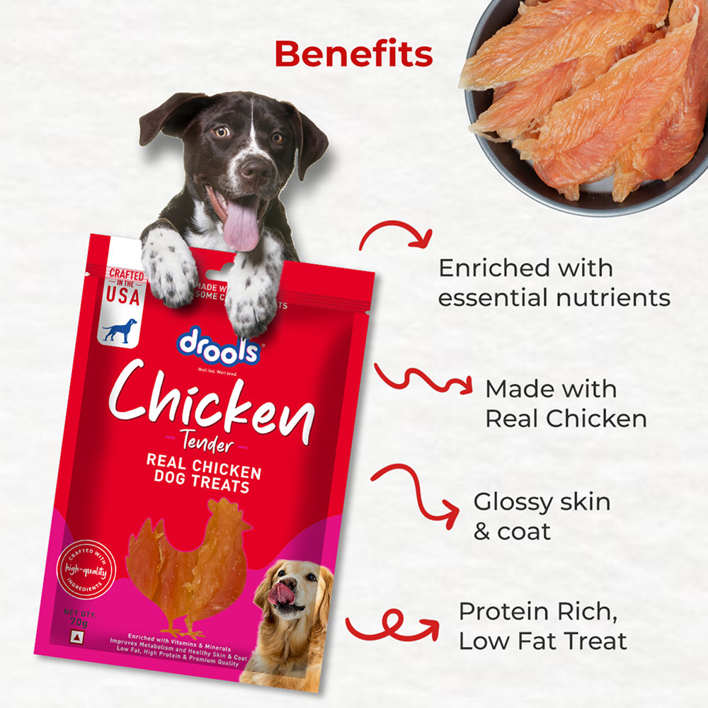 Drools Chicken Tender Dog Treats — in use