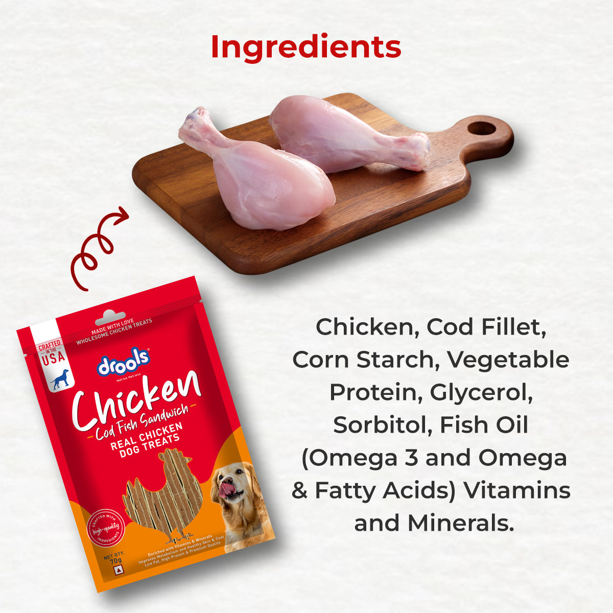 Drools Cod Fish Sandwich Dog Treats — in use
