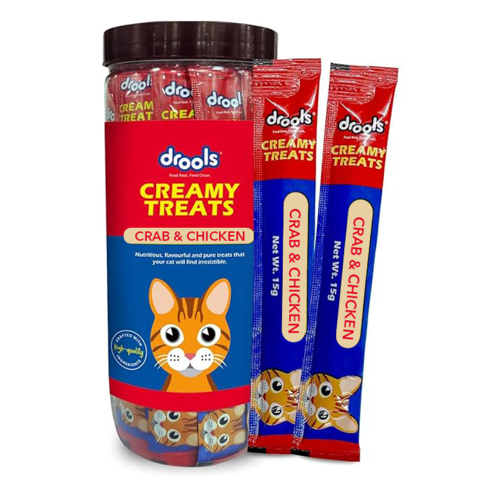 Drools Crab & Chicken Creamy Cat Treats — side view