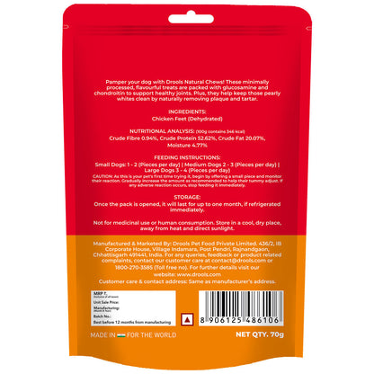Drools Dehydrated Real Chicken Feet Chews Treat for Dogs — side view