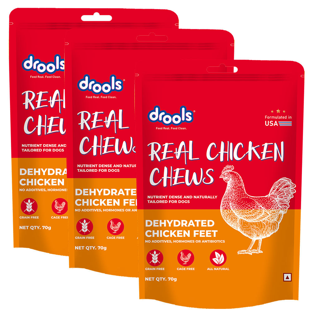 Drools Dehydrated Real Chicken Feet Chews Treat for Dogs — detail shot