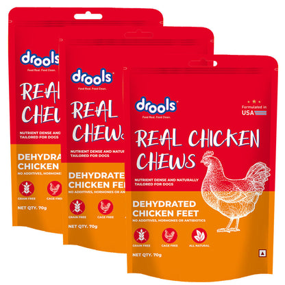 Drools Dehydrated Real Chicken Feet Chews Treat for Dogs — detail shot