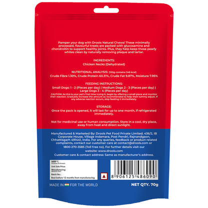 Drools Dehydrated Real Chicken Necks Chews Treat for Dogs — side view