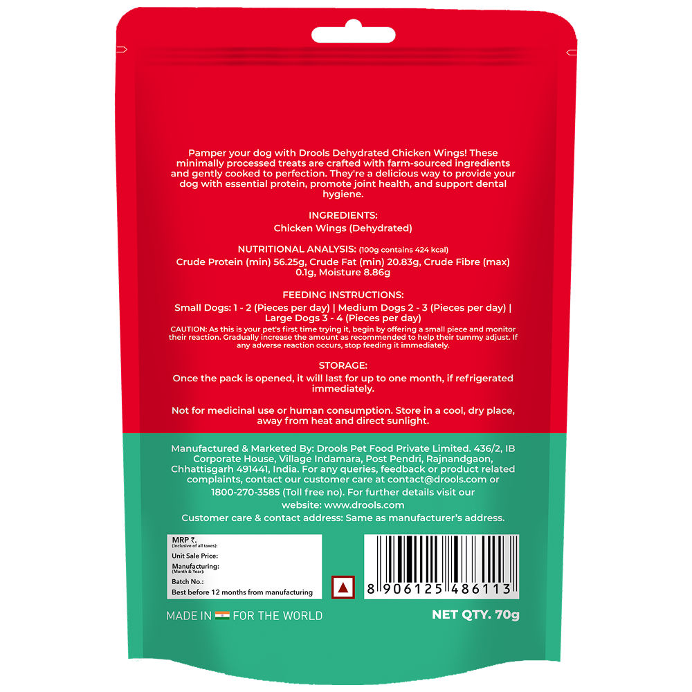 Drools Dehydrated Real Chicken Wing Chews Treat For Dogs Copy - Image 2