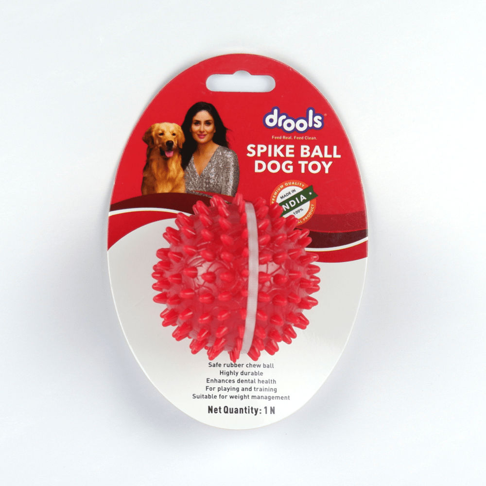 Drools Non Toxic Rubber Stud Spike Hard Ball Chew Teething Toy for Puppies and Dogs | For Aggressive Chewers — side view