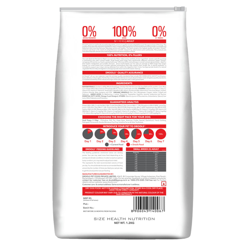 Drools Premium Small Breed Adult Dog Dry Food — side view