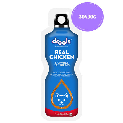 Drools Real Chicken Creamy Lickable Cat Treats — in use