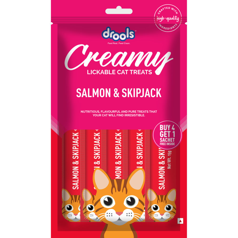 Drools Salmon & Skipjack Creamy Cat Treats — back view