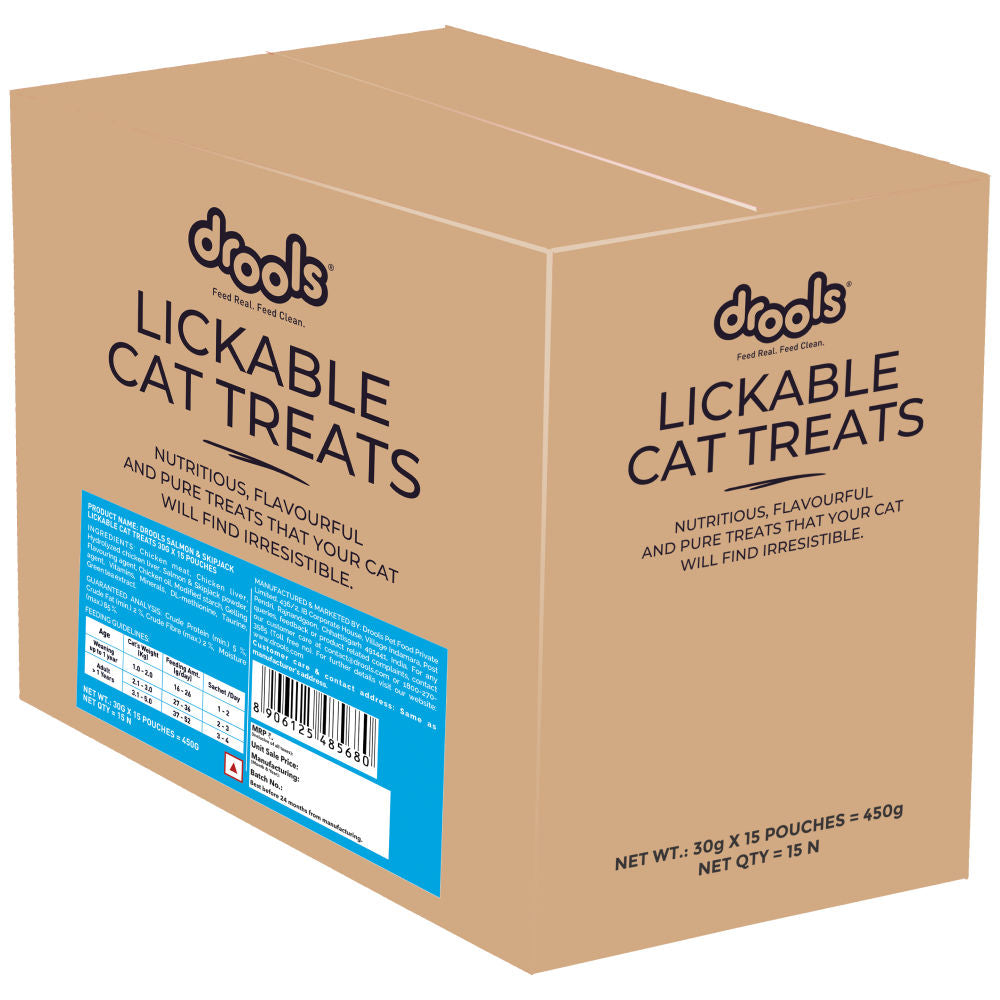 Drools Salmon & Skipjack Creamy Lickable Cat Treats — back view