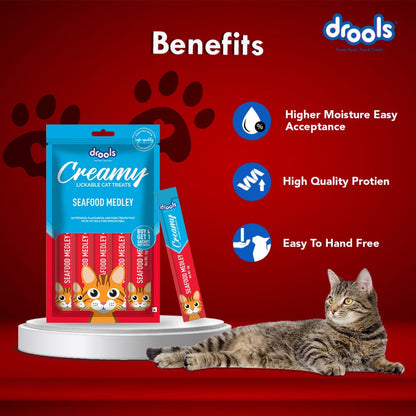 Drools Seafood Medley Creamy Cat Treats — back view