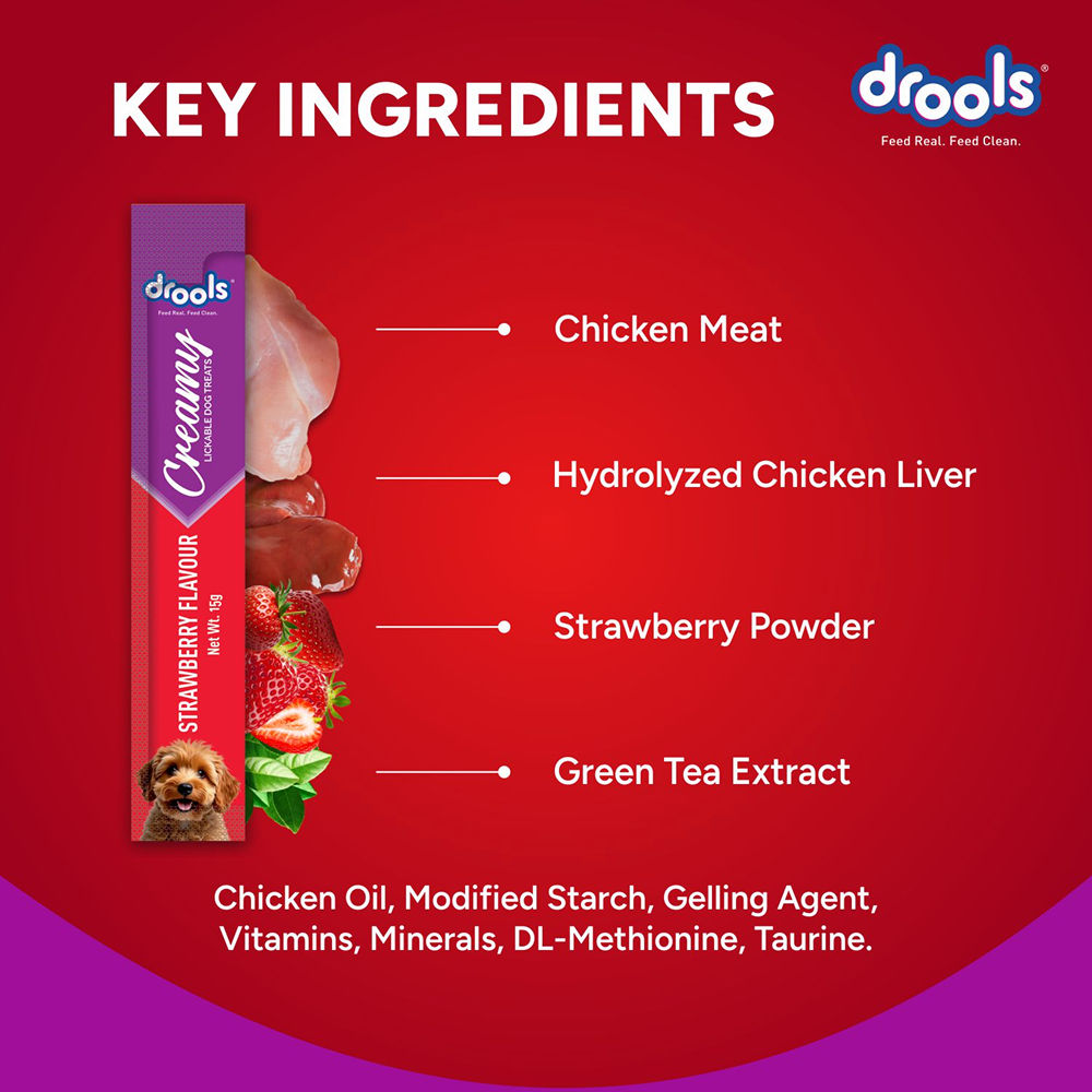 Drools Strawberry Creamy Dog Treats — in use