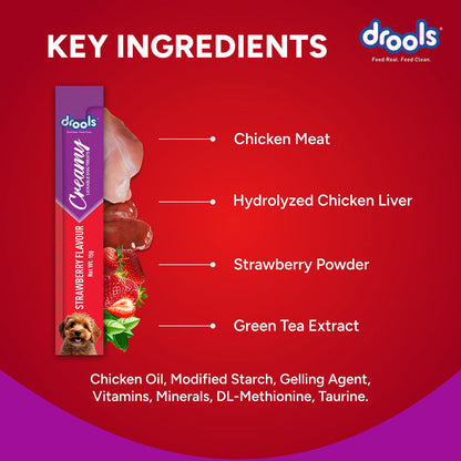 Drools Strawberry Creamy Dog Treats — in use