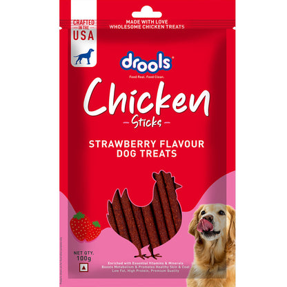 Drools Strawberry Flavour Chicken Sticks Treat For Dogs